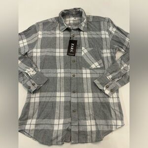 Zara Gray and White Checkered Men's Shirt